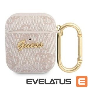 Dėklai ausinėms Guess Apple AirPods 1/2 cover 4G Script Metal Collection Pink