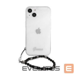 Nugarėlės dėklai Guess Apple iPhone 13 PC Script and Black Pearls Case Transparent