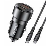 Automobiliniai įkrovikliai yesido  Y55 60W Fast Charging Car Charger | With TC to TC cable car cigarette lighting port charger adapter Black