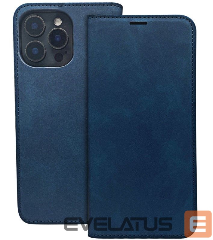 Knygos tipo dėklas dėklai iLike Samsung Galaxy A15 4G / A15 5G Smart Suede case Navy Blue