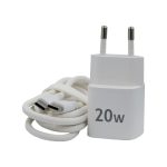 Adapteriai Evelatus  FusionChage Wall Charger Bundle 20W Power Adapter - 60W USB-C to USB-C Silicone Cable White