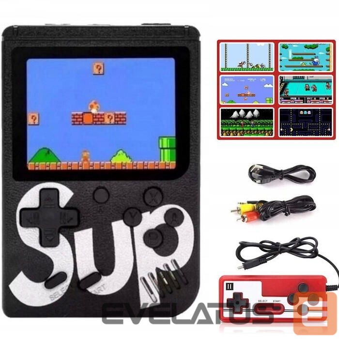 Žaidimų konsolės GameBox R2 8bit Portable Retro Game console with 400 games 3'' LCD with 1x Controler TV RCA cable Black