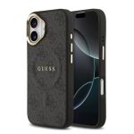 Nugarėlės dėklai Guess Apple iPhone 17 PU Leather 4G Gold Frame MagSafe Case Black