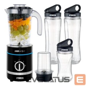 Smulkintuvai Noveen  Noveen SB2000 Sport Blender 500W 6 Blades + Pulse + Grinder 2x600ml + 300ml Bottles BPA-Free Black