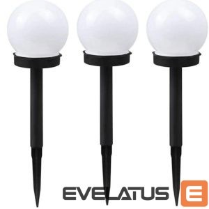 LED lemputė Elight  Garden Solar Globe Light Set 3pcs 10cm Cold White LED with Dusk Sensor Waterproof Black