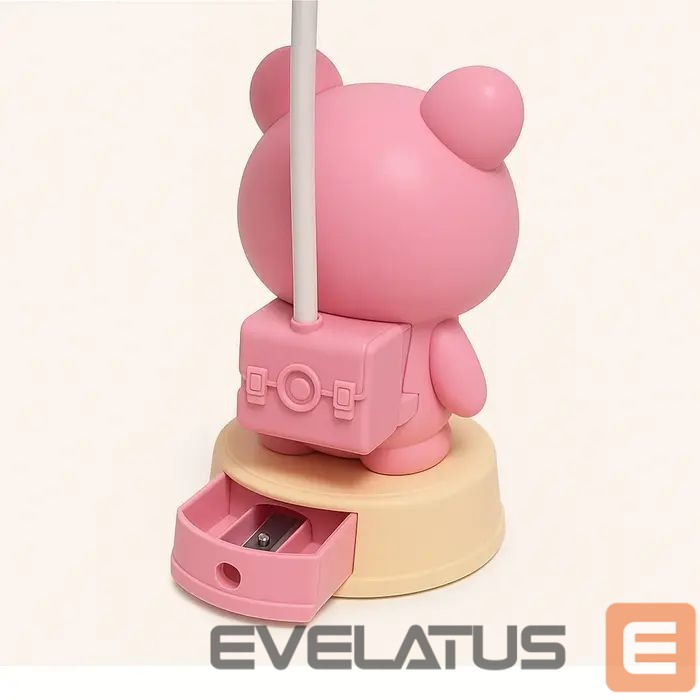 Stalinė lempa Kiddyz NL2 Space Froggy Kids Night Light Desk Lamp (20x10cm) with USB Power & pencil sharpener Pink