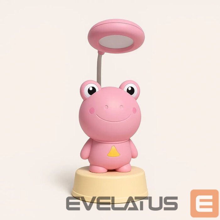 Stalinė lempa Kiddyz NL2 Space Froggy Kids Night Light Desk Lamp (20x10cm) with USB Power & pencil sharpener Pink