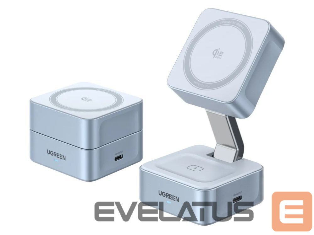 Belaidis įkroviklis Ugreen Magnetic Charger 25W 2-in-1 55960B Wireless, Qi2.2 35W Gray
