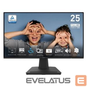 Monitoriai MSI  LCD Monitor||PRO MP252|24.5"|Panel IPS|1920x1080|16:9|100Hz|Matte|1 ms|Speakers|Tilt|Colour Black|PROMP252 