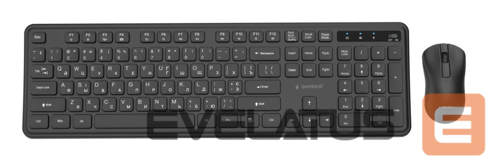 Kompiuterio klaviatūra Gembird KEYBOARD +MOUSE WRL CYRILLIC/BK KBS-WPS-01-CYRL
