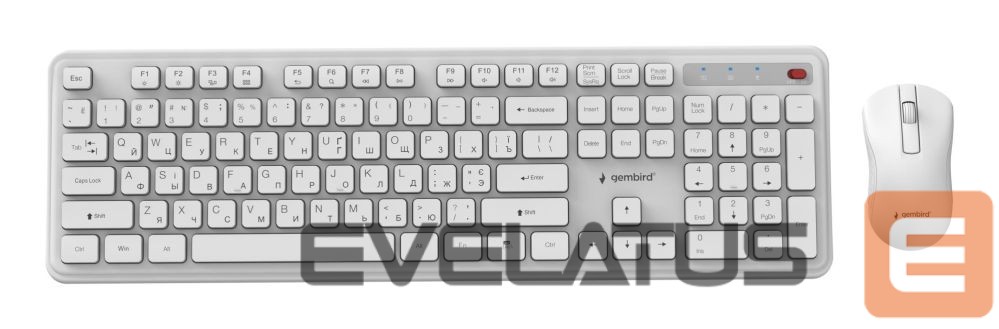 Kompiuterio klaviatūra Gembird KEYBOARD +MOUSE WRL CYRILLIC/WH KBS-WPS-01-W-CYRL
