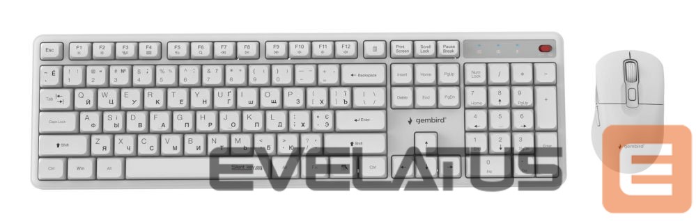 Kompiuterio klaviatūra Gembird KEYBOARD +MOUSE WRL CYRILLIC/WHT KBS-WMS-01-W-CYRL