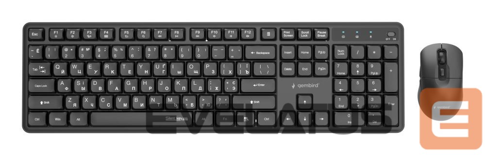 Kompiuterio klaviatūra Gembird KEYBOARD +MOUSE WRL CYRILLIC/BLACK KBS-WMS-01-CYRL