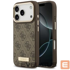 Kitos prekės Guess  Guess 4G Logo Plate MagSafe case for iPhone 17 Pro - brown 