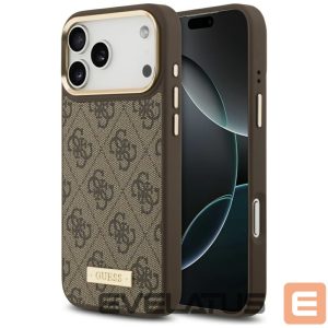 Kitos prekės Guess  Guess 4G Logo Plate MagSafe Case for iPhone 17 Pro Max - Brown 