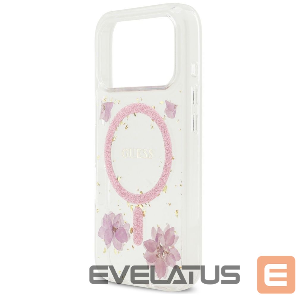 Kitos prekės Guess Guess Resin Flowers Glitter MagSafe Case for iPhone 17 Pro - Pink