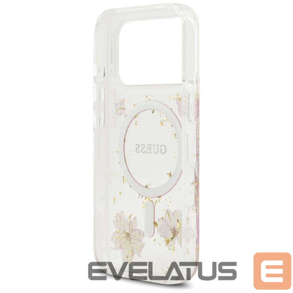 Kitos prekės Guess Guess Resin Flowers Glitter MagSafe Case for iPhone 17 Pro - Pink