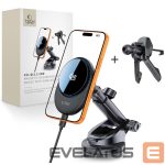 Kitos prekės Tech-Protect  Tech-Protect V21 MagSafe Car Holder with 25W QI2.2 Inductive Charger for Cockpit/Windshield/Air Vent - Black 