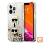 Kitos prekės Karl Lagerfeld  Karl Lagerfeld Liquid Glitter Karl&Choupette Head Case for iPhone 13 Pro Max 6.7" - Gold 