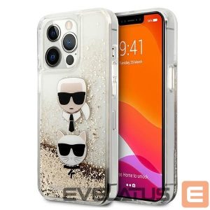 Kitos prekės Karl Lagerfeld  Karl Lagerfeld Liquid Glitter Karl&Choupette Head Case for iPhone 13 Pro Max 6.7" - Gold 