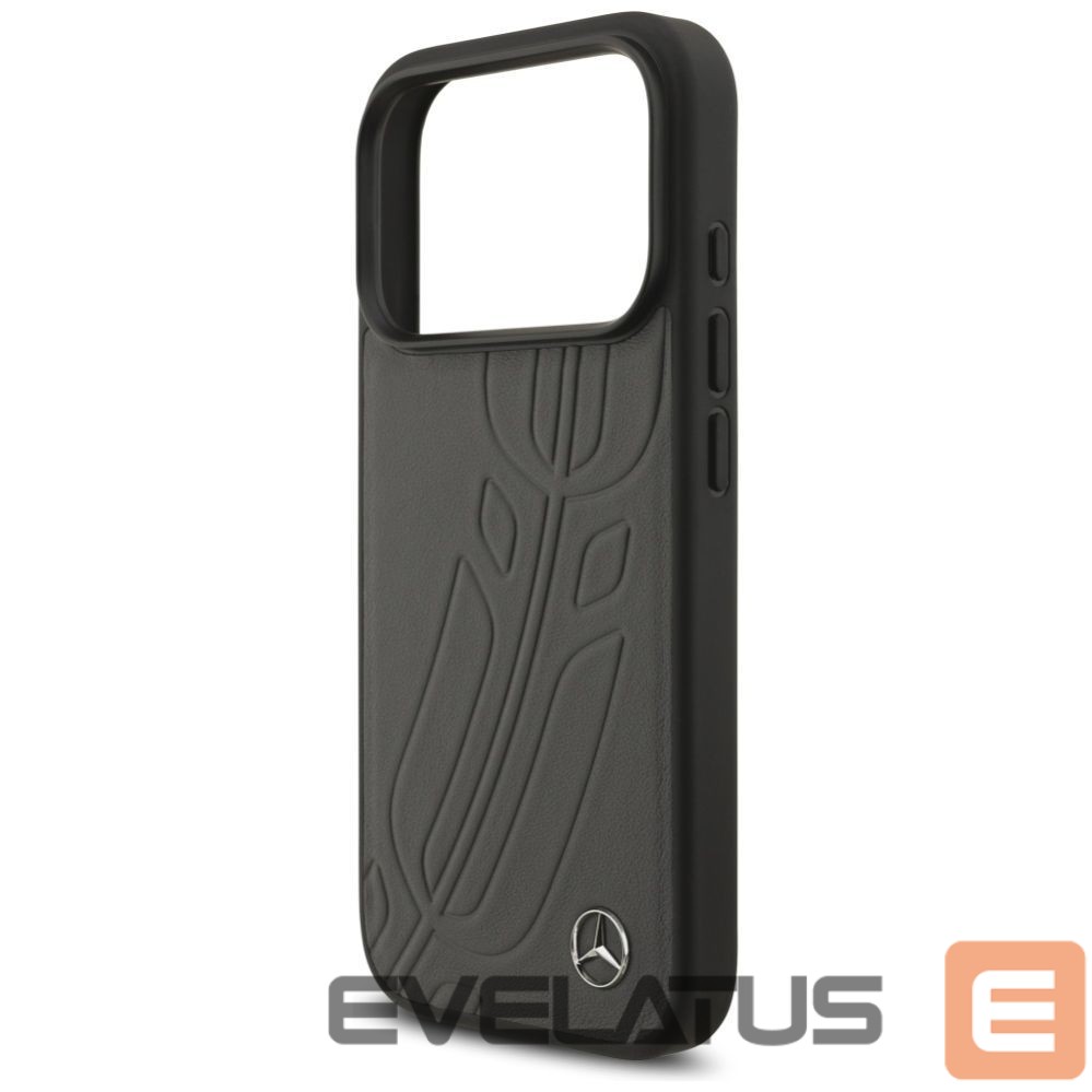 Kitos prekės Mercedes-Benz Mercedes Leather Large Laurel Leave MagSafe Case for iPhone 17 Pro - Black and Gray