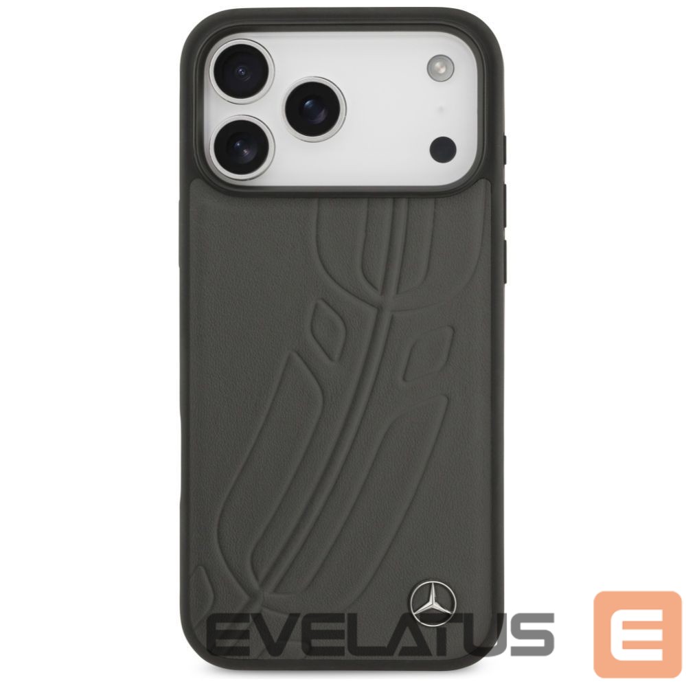 Kitos prekės Mercedes-Benz Mercedes Leather Large Laurel Leave MagSafe Case for iPhone 17 Pro Max - Black and Gray