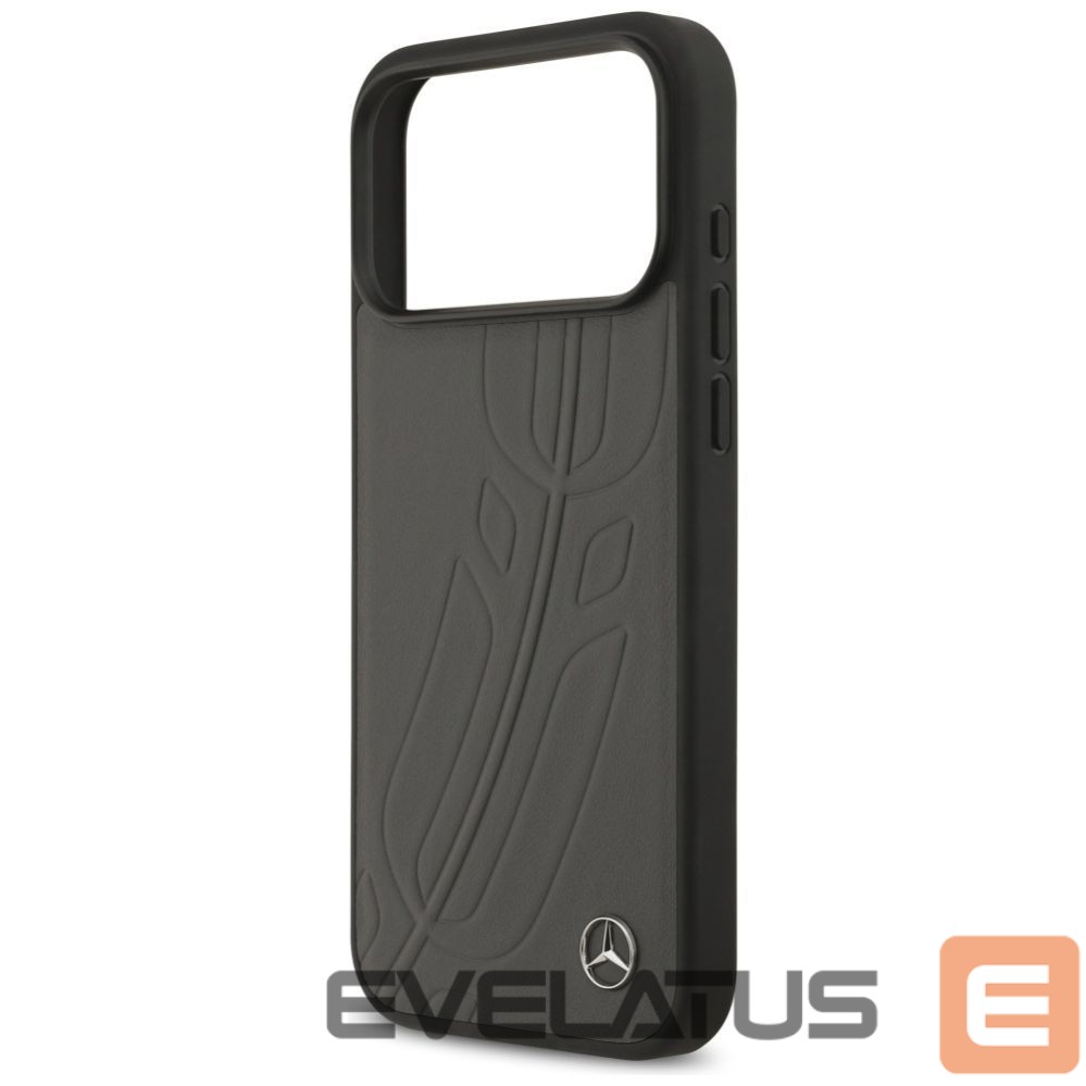 Kitos prekės Mercedes-Benz Mercedes Leather Large Laurel Leave MagSafe Case for iPhone 17 Pro Max - Black and Gray