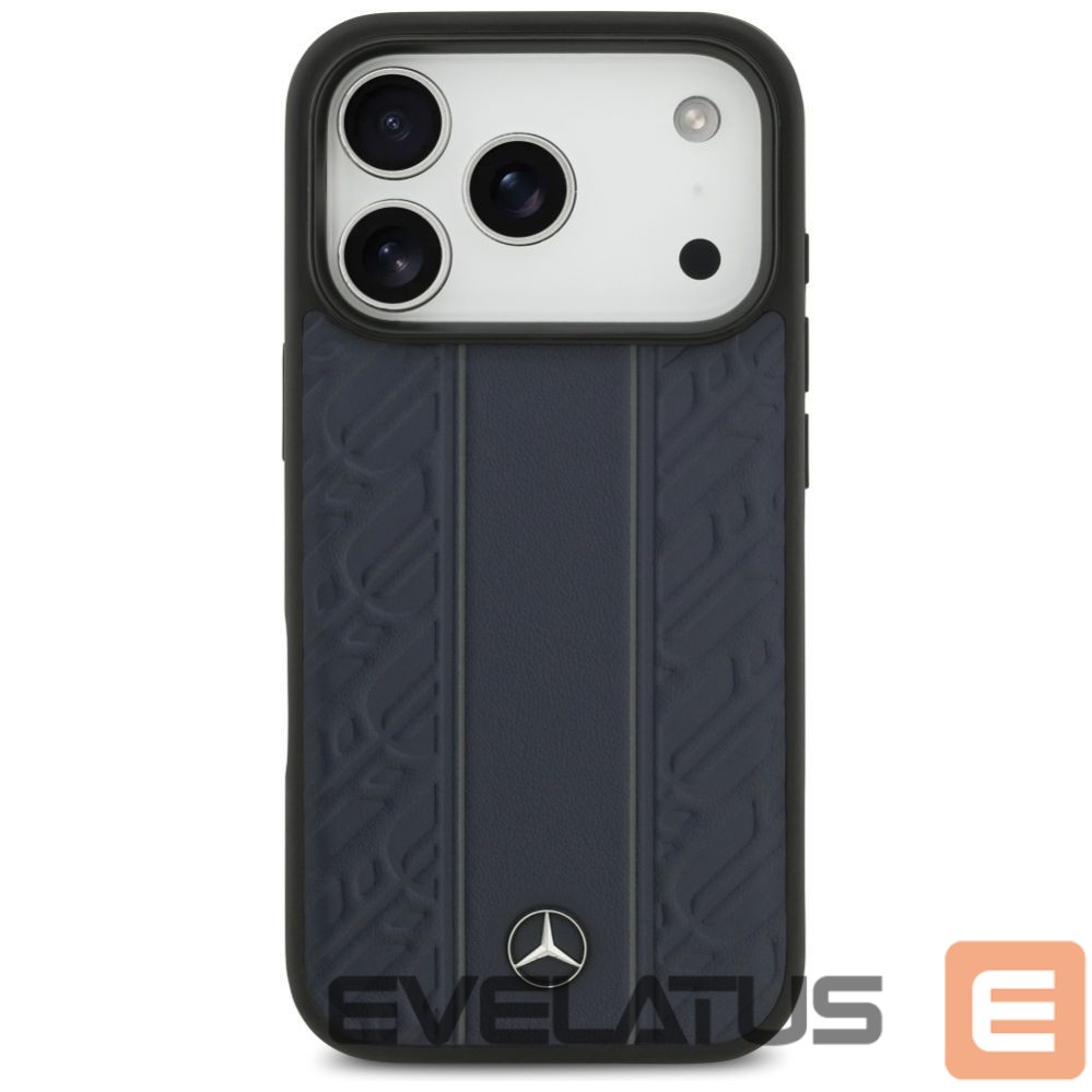 Kitos prekės Mercedes-Benz Mercedes Leather Laurel Leaves Stripes MagSafe Case for iPhone 17 Pro - Blue