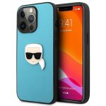 Nugarėlės dėklai Karl Lagerfeld  Karl Lagerfeld KLHCP13XPKMB iPhone 13 Pro Max 6,7" niebieski/blue hardcase Leather Ikonik Karl`s Head Metal 