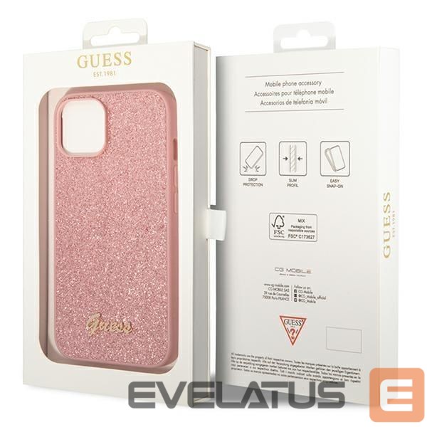 Nugarėlės dėklai Guess Guess GUHCP14MHGGSHP iPhone 14 Plus 6,7" różowy/pink hard case Glitter Script