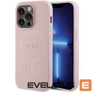 Nugarėlės dėklai Guess  Guess GUHMP14LPSAHMCP case for iPhone 14 Pro - pink Saffiano MagSafe 