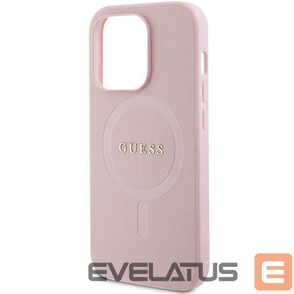 Nugarėlės dėklai Guess Guess GUHMP14LPSAHMCP case for iPhone 14 Pro - pink Saffiano MagSafe