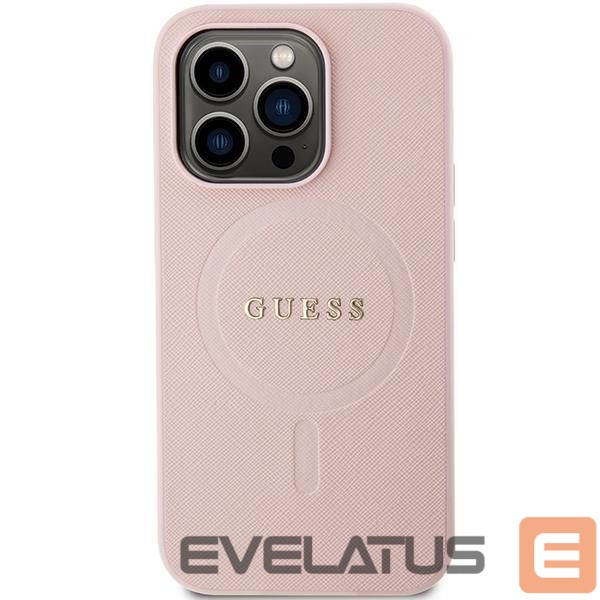 Nugarėlės dėklai Guess Guess GUHMP14LPSAHMCP case for iPhone 14 Pro - pink Saffiano MagSafe