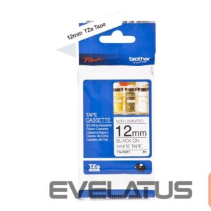 Eksploatacinės medžiagos spausdintuvams Brother  TZe-N231 Labelling Tape Cassette – Black on White, 12mm wide, 8m long 