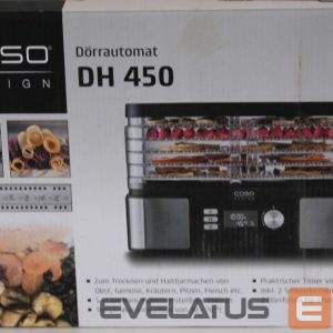 Kiti smulkūs buitiniai prietaisai Caso  SALE OUT.  Food Dehydrator | DH 450 | Power 370-450 W | Number of trays 5 | Temperature control | Integrated timer | Black/Stainless Steel | DAMAGED PACKAGING, SCRATCHED  AND DENT ITEM TOP, MISSING INNER PACKAGING 