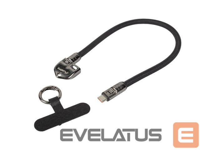 Kabelis Lanberg USB-C M/M Lanyard/Keychain Cable, 0.3 m, 240 W | CA-CMCM-10LN-0003-BK