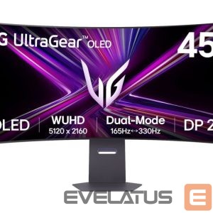Monitoriai LG  45GX950A-B UltraGear  45" OLED WUHD Curved 5120x2160/21:9/0.03ms/275cd/m2/DisplayPort HDMI Headphone Out | 