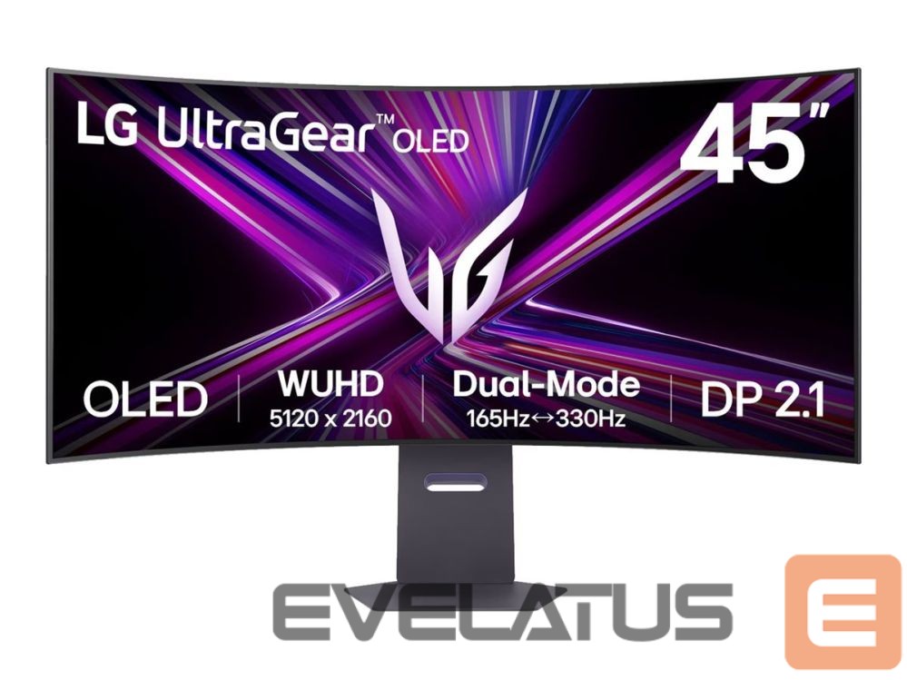 Monitoriai LG 45GX950A-B UltraGear 45" OLED WUHD Curved 5120x2160/21:9/0.03ms/275cd/m2/DisplayPort HDMI Headphone Out |