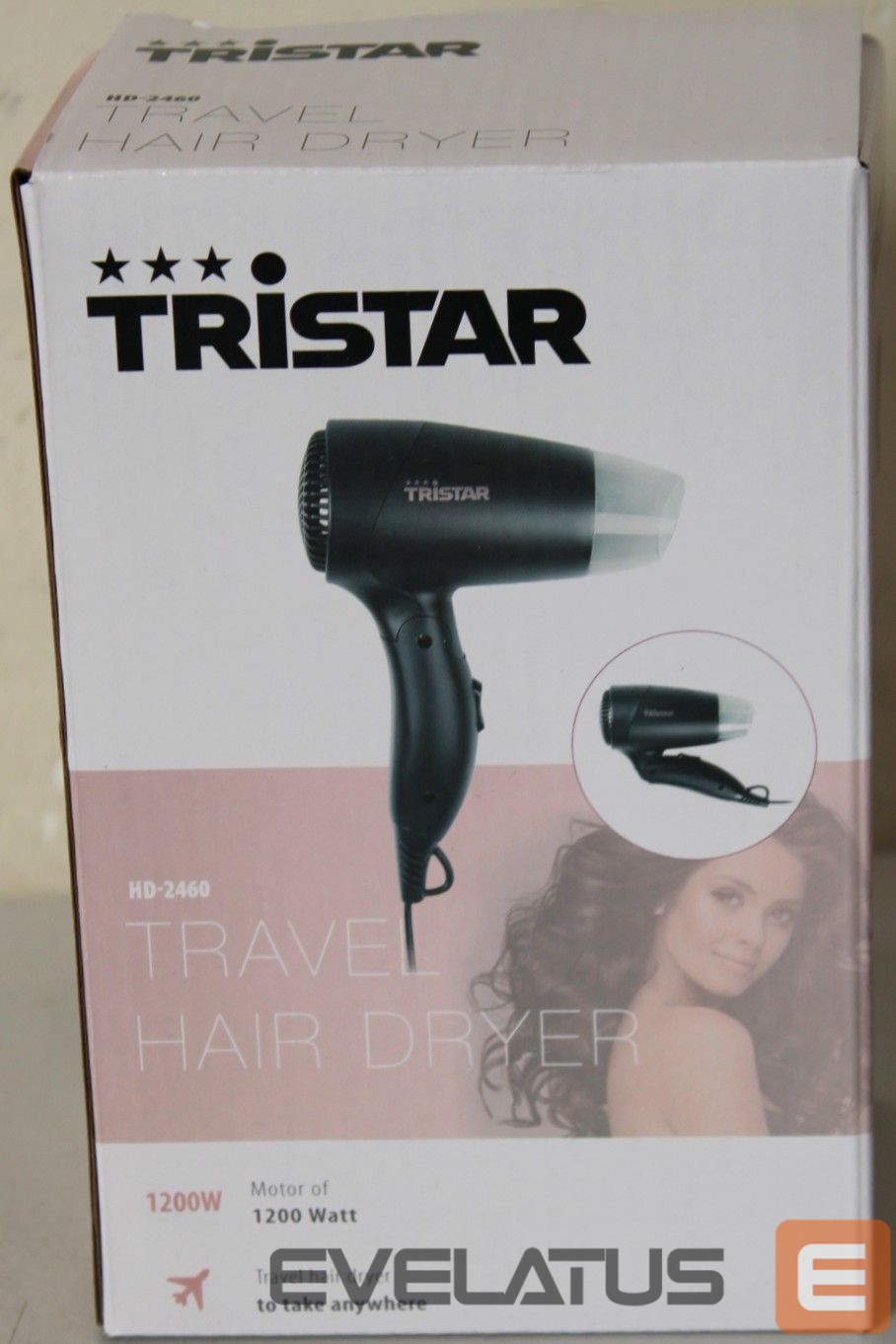 Sveikatos apsauga Tristar SALE OUT. HD-2460 | Travel Hair Dryer | HD-2460 | 1200 W | Number of temperature settings 2 | Black | DAMAGED PACKAGING | Warranty 24 month(s)