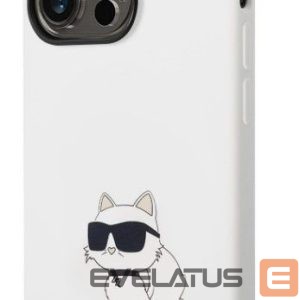 Nugarėlės dėklai Karl Lagerfeld Apple iPhone 14 Pro Liquid Silicone Choupette NFT Case White