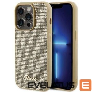 Nugarėlės dėklai Guess Apple iPhone 15 Pro Max HC PU DISCO SCRIPT METAL Gold