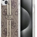 Nugarėlės dėklai Guess - iPhone 15 brown hardcase IML 4G Gold Stripe Brown