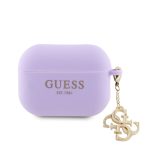 Dėklai ausinėms Guess Apple Airpods Pro 2 Case Silicone Classic Logo Gold With 4G Charm Purple