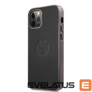 Nugarėlės dėklai BMW Apple iPhone 12/12 Pro 6.1' Signature Leather Embossed Logo Hard Case Black