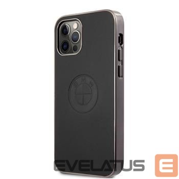 Nugarėlės dėklai BMW Apple iPhone 12/12 Pro 6.1' Signature Leather Embossed Logo Hard Case Black
