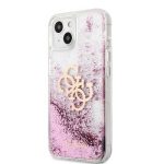 Nugarėlės dėklai Guess  iPhone 13 Mini Liquid Glitter Pink Case Transparent