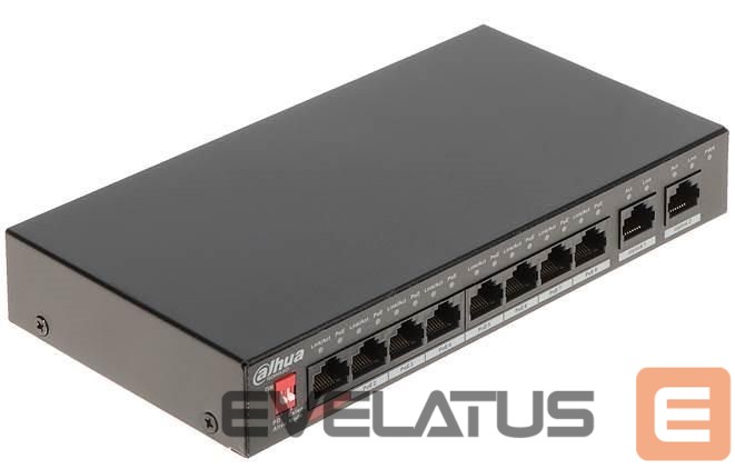 Jungikliai DAHUA Switch||PFS3010-8ET-96-V2|Desktop/pedestal|PoE ports 8|96 Watts|DH-PFS3010-8ET-96-V2