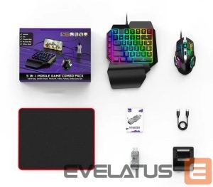 Kitas kompiuterio priedas Saitake  M9 5in1 Mobile Game Station Adapter with usb keyborard / usb mouse / pad / phone holder Grey