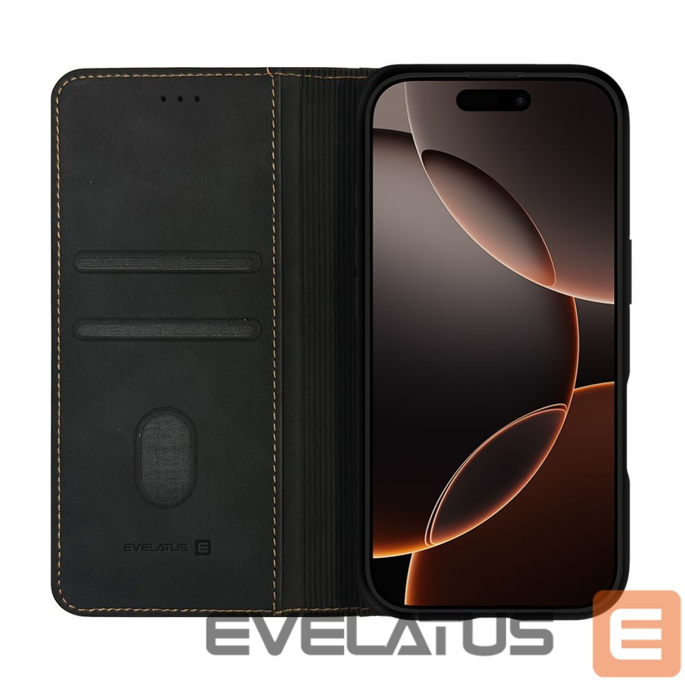 Knygos tipo dėklas dėklai Evelatus Apple iPhone 17 Pro Max Book Case Black