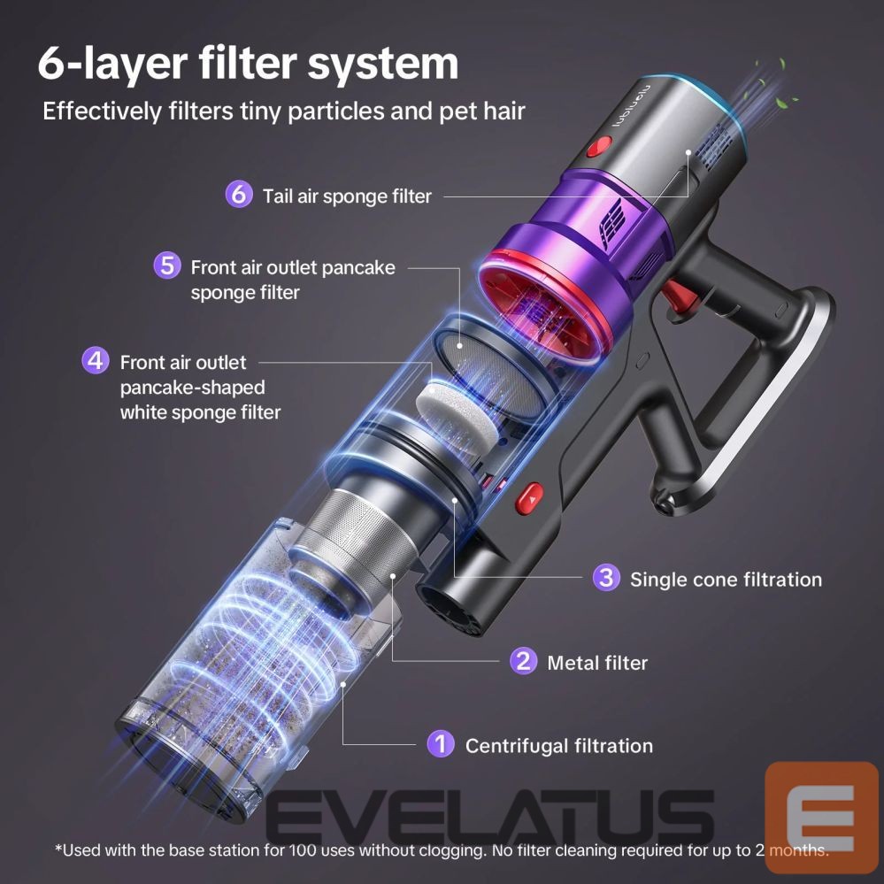 Dulkių siurblys Lubluelu Cordless Vacuum Cleaner X1000 with 2.5L Self-Emptying Dust Station